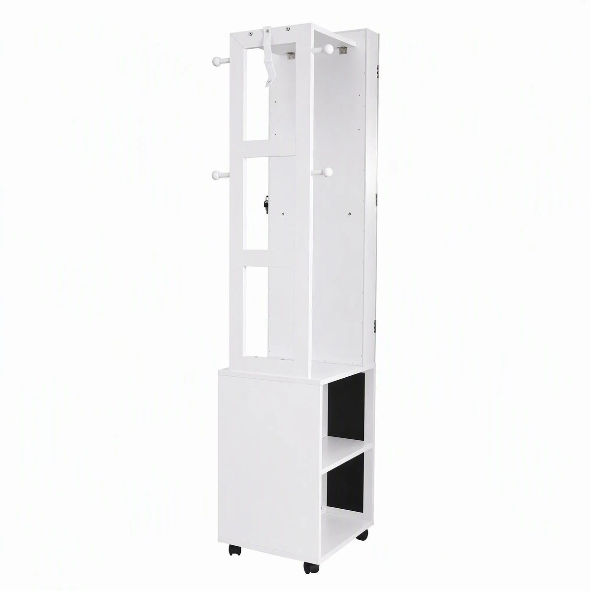 Artiss Lockable Jewellery Cabinet, Mobile Frameless Mirror, White - Image 5