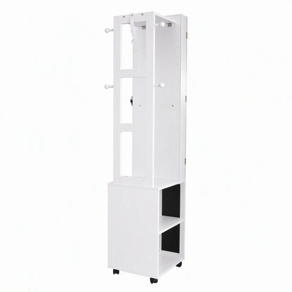 Artiss Lockable Jewellery Cabinet, Mobile Frameless Mirror, White - Image 5