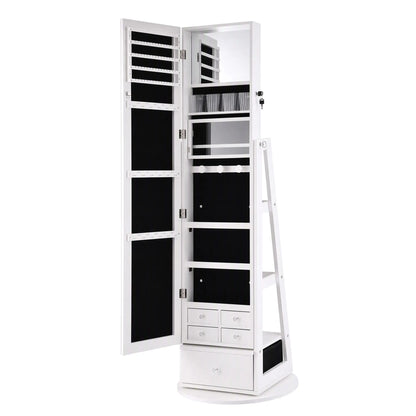 Artiss 360° Rotating Jewelry Cabinet Full Length Mirror, White - Image 3