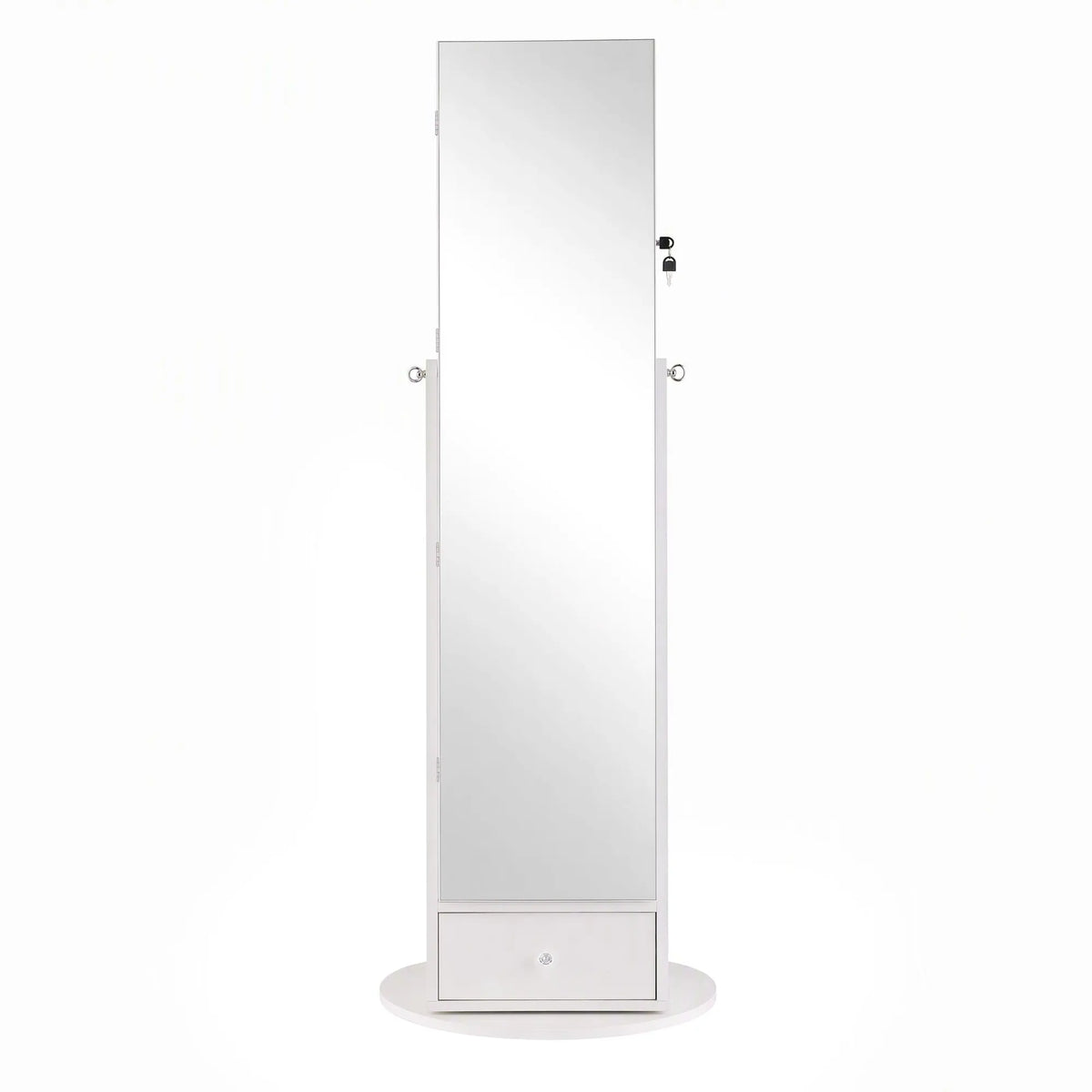 Artiss 360° Rotating Jewelry Cabinet Full Length Mirror, White - Image 5