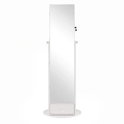 Artiss 360° Rotating Jewelry Cabinet Full Length Mirror, White - Image 5