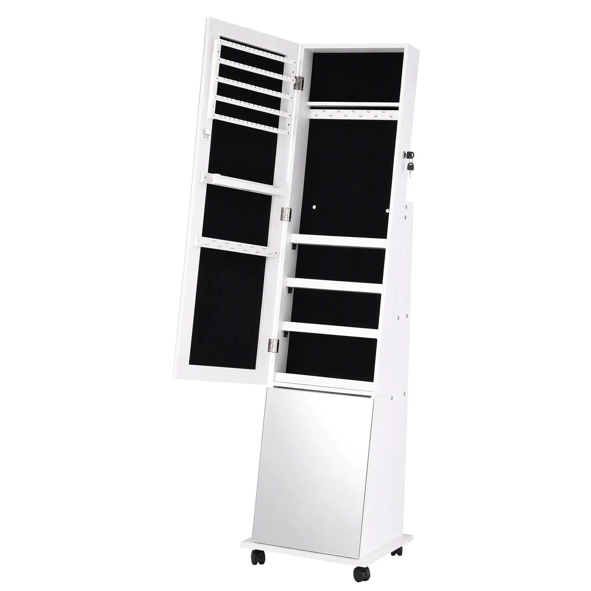 Artiss Jewelry Cabinet Frameless Full Length Mirror with Wheels, White - Image 3