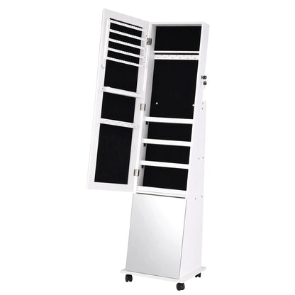 Artiss Jewelry Cabinet Frameless Full Length Mirror with Wheels, White - Image 3