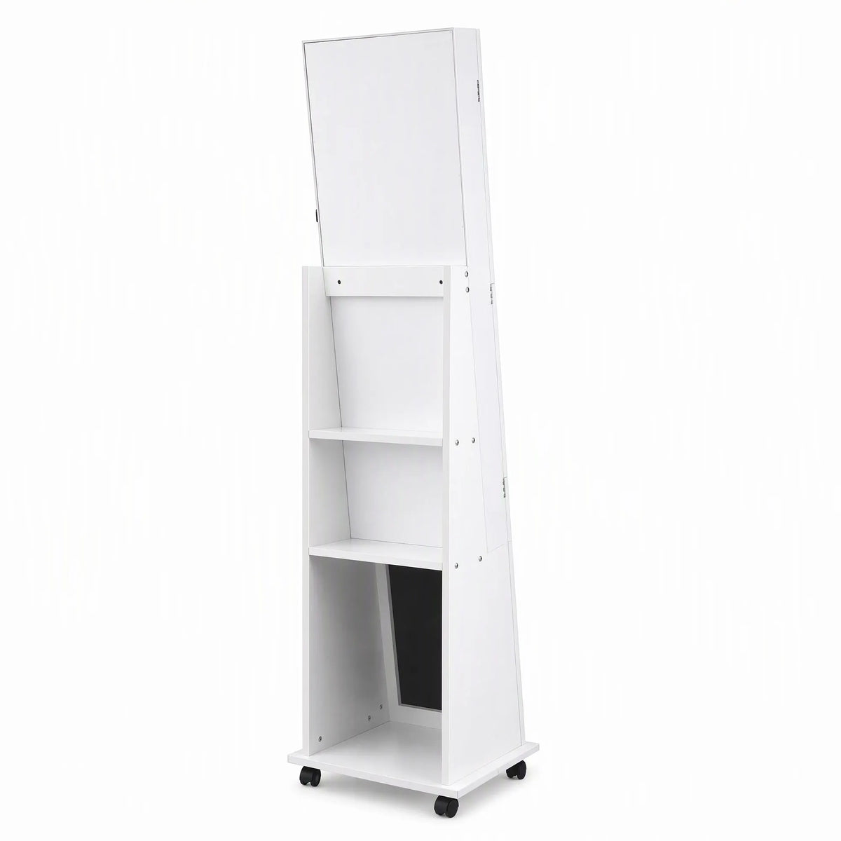 Artiss Jewelry Cabinet Frameless Full Length Mirror with Wheels, White - Image 5