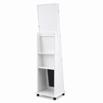 Artiss Jewelry Cabinet Frameless Full Length Mirror with Wheels, White - Image 5