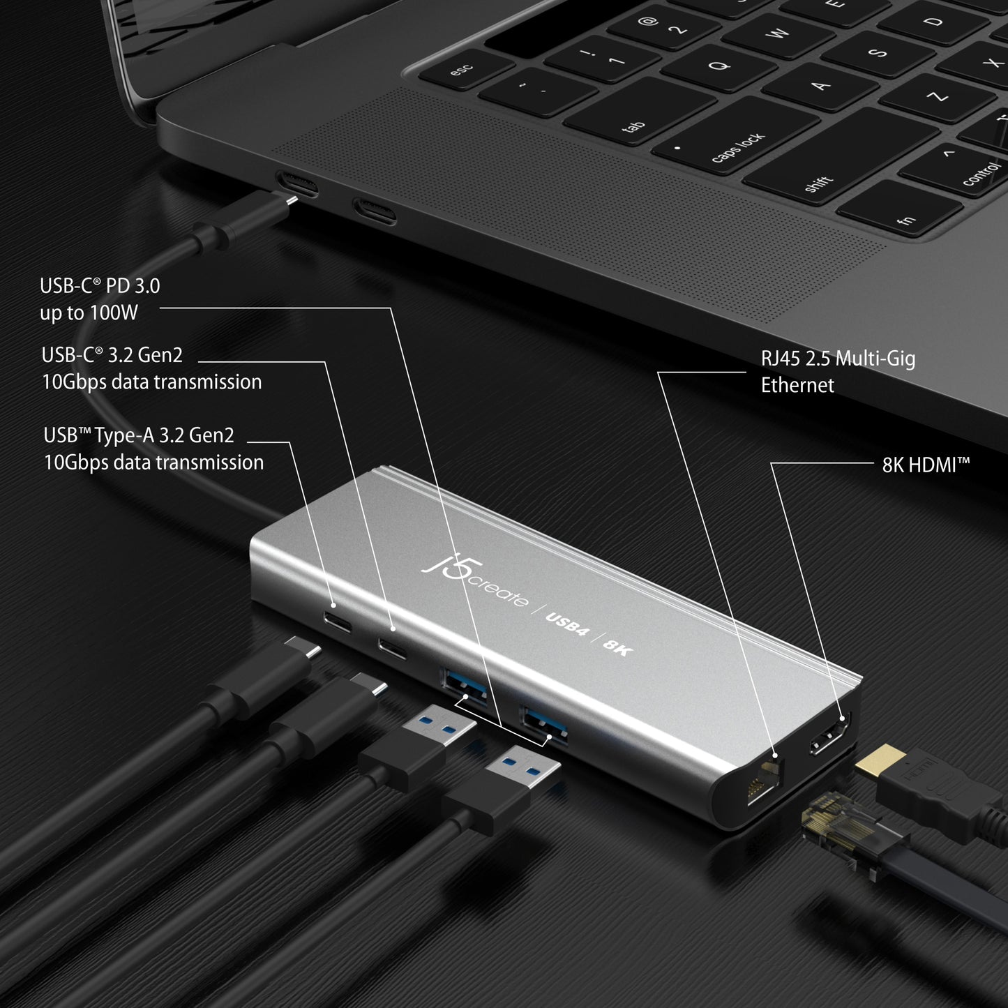 J5create JCD403 USB4 8K Multi-Port Hub - Notebook Accessories - Image 2