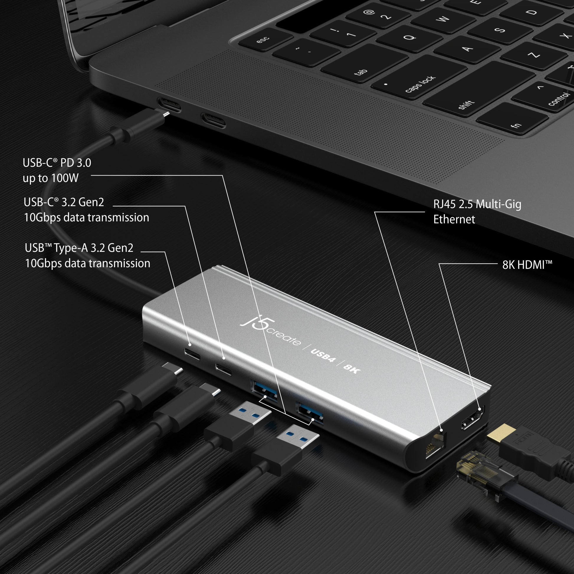 J5create JCD403 USB4 8K Multi-Port Hub - Notebook Accessories - Image 2