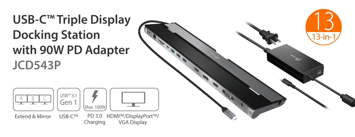 J5create JCD543P Triple Display Docking - Docking Stations - Image 5