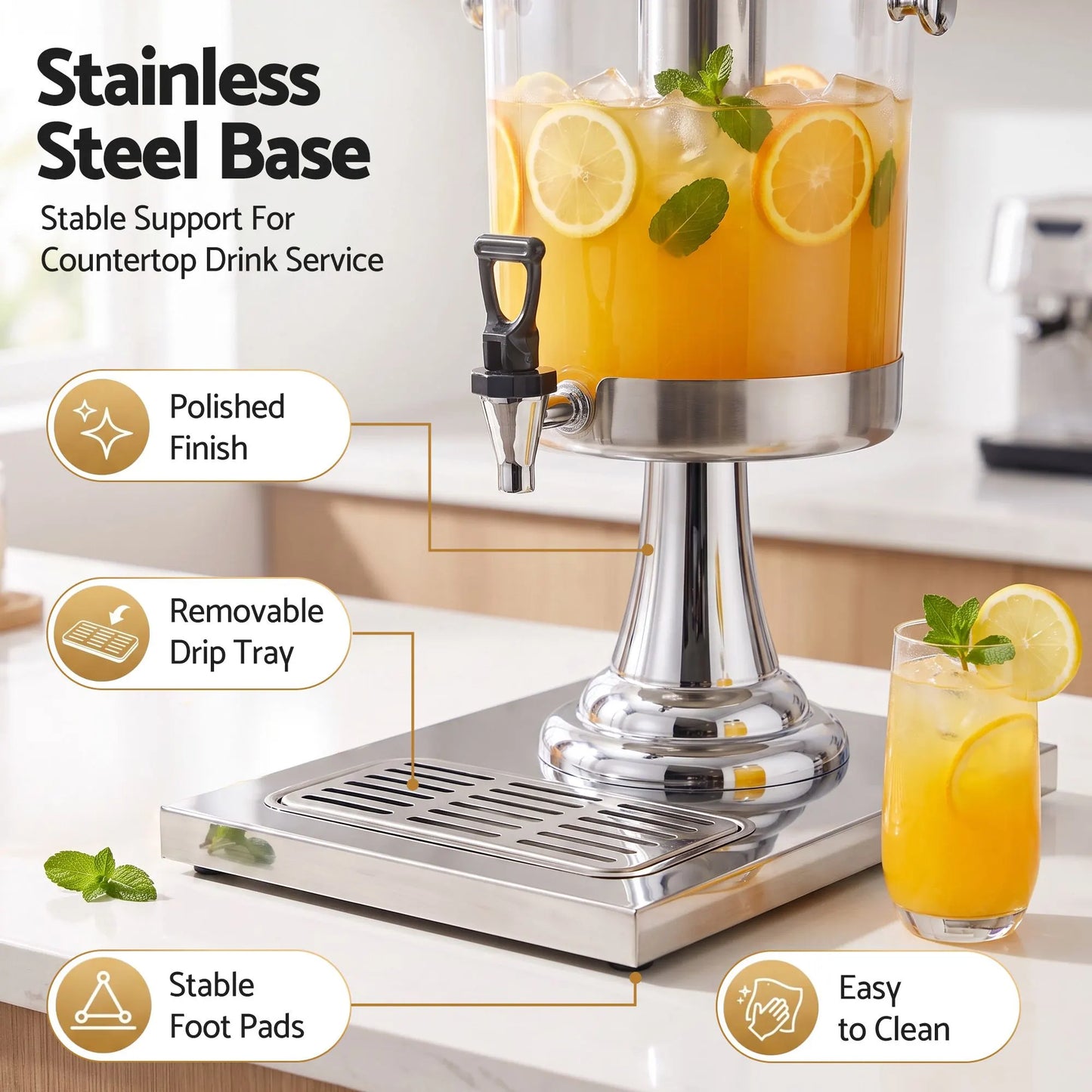 5-Star Chef 8L Beverage Juice Dispenser Tap Ice Tube Single Drip Tray - Image 7