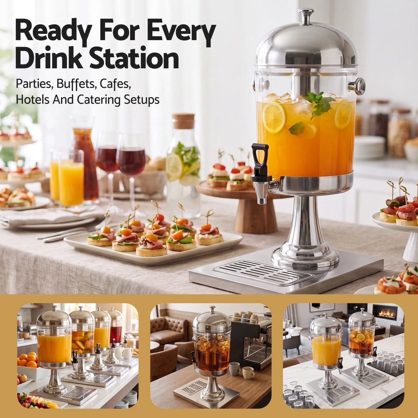 5-Star Chef 8L Beverage Juice Dispenser Tap Ice Tube Single Drip Tray - Image 8