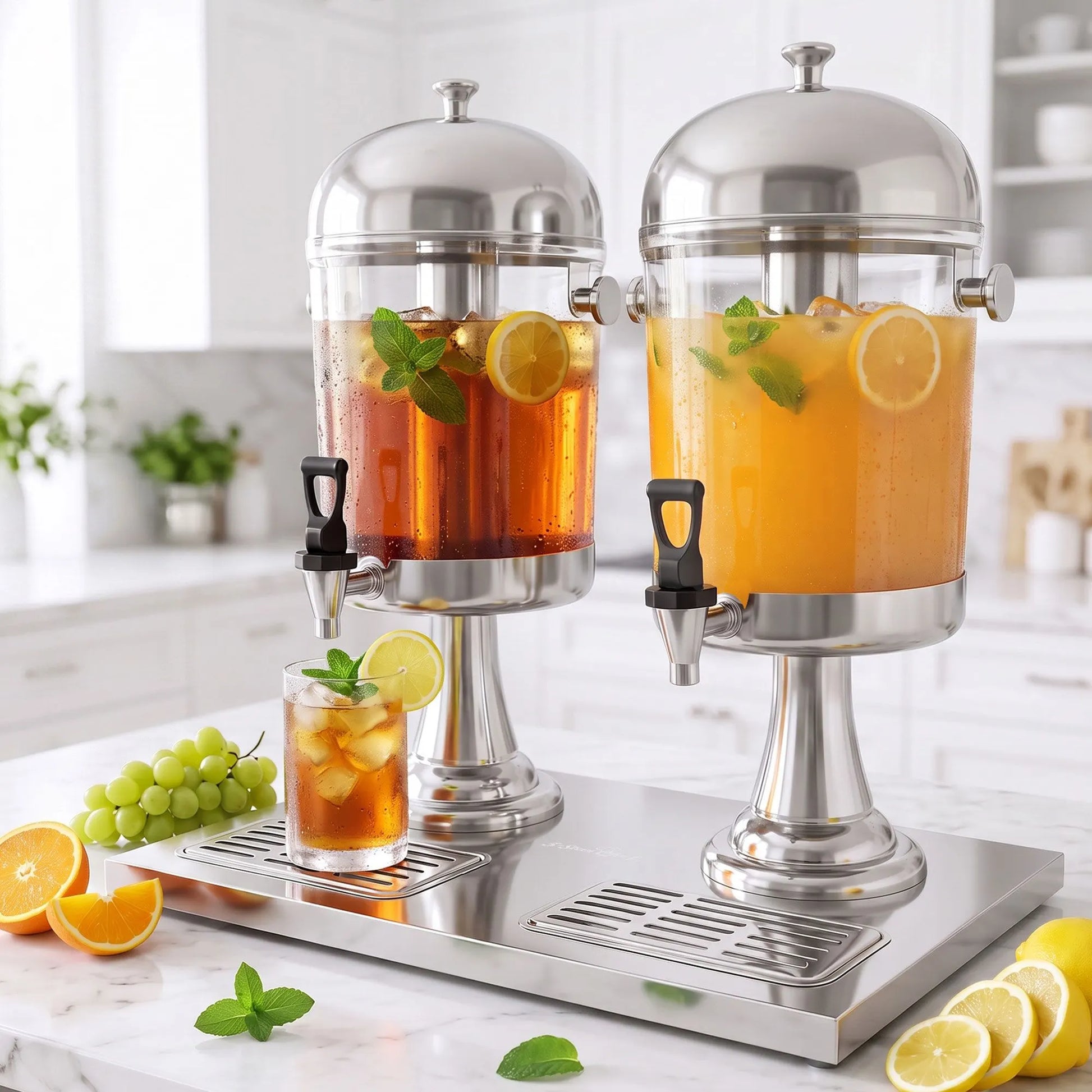 5-Star Chef 16L Dual Tank Juice Dispenser Drink Beverage Server Ice Tubes