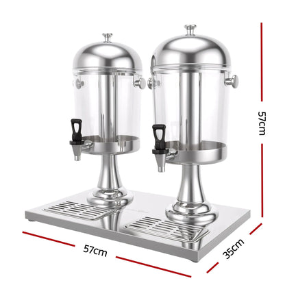 5-Star Chef 16L Dual Tank Juice Dispenser Drink Beverage Server Ice Tubes - Image 2