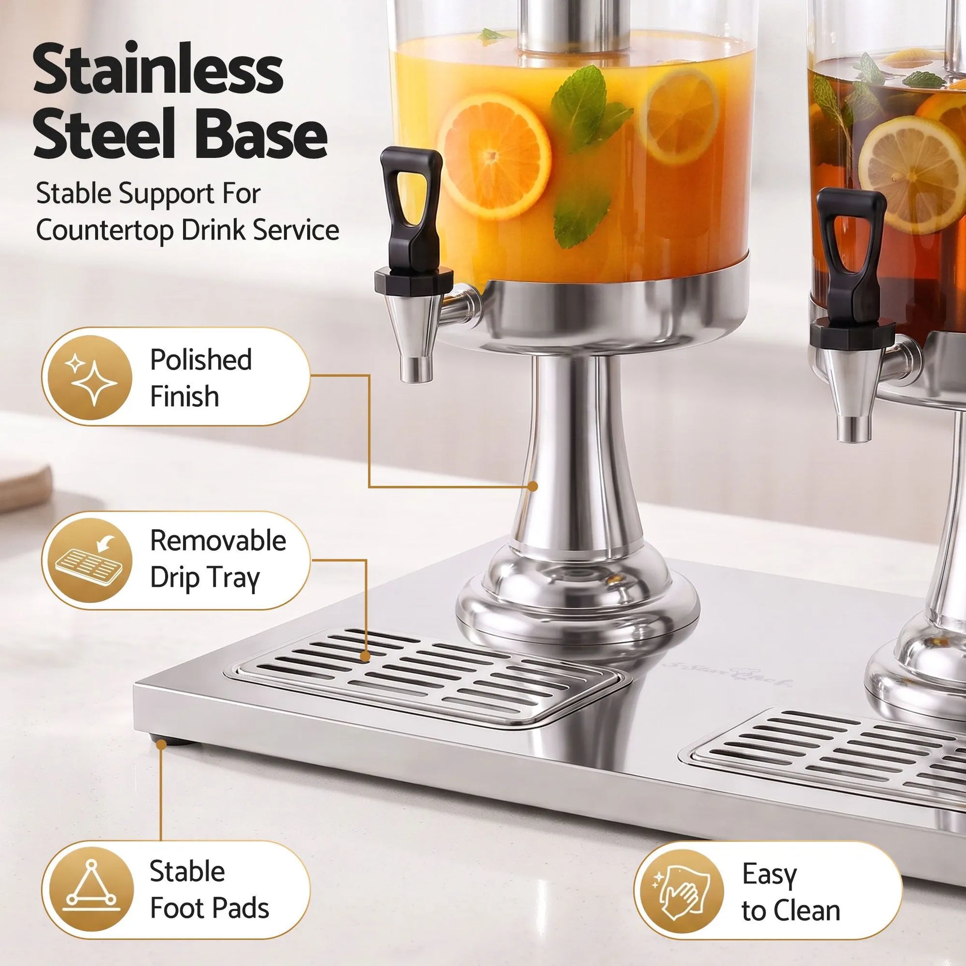 5-Star Chef 16L Dual Tank Juice Dispenser Drink Beverage Server Ice Tubes - Image 7