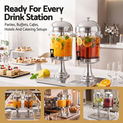 5-Star Chef 16L Dual Tank Juice Dispenser Drink Beverage Server Ice Tubes - Image 8