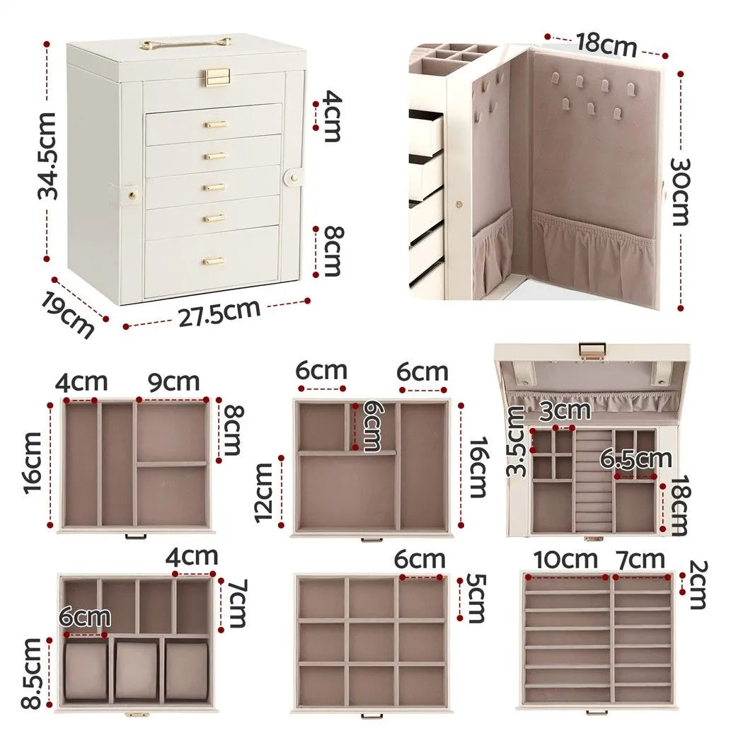 Embellir Jewellery Box 6 Layer Organiser Large Display Case Storage - Image 2