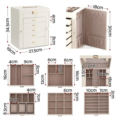 Embellir Jewellery Box 6 Layer Organiser Large Display Case Storage - Image 2