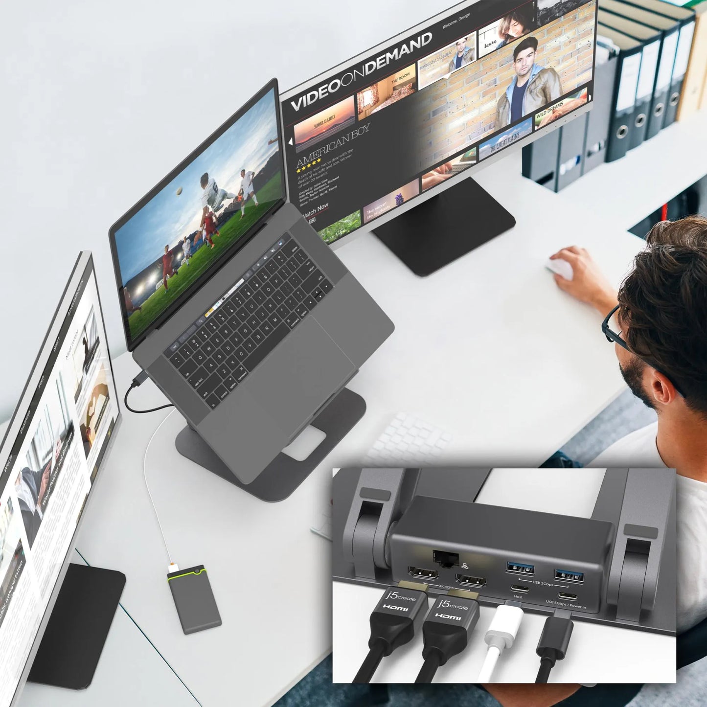 J5create Multi-Angle Dual Docking Stand - Docking Stations - Image 3