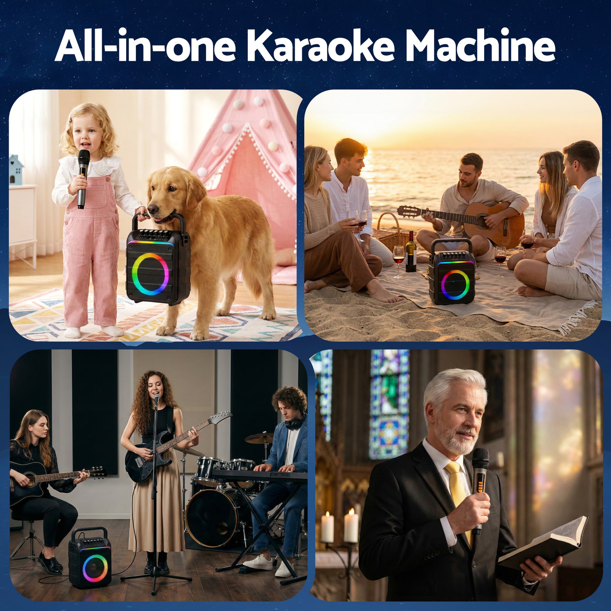 Alpha Portable Karaoke Machine with 2 Wireless Microphones Bluetooth 5.3 - Image 9