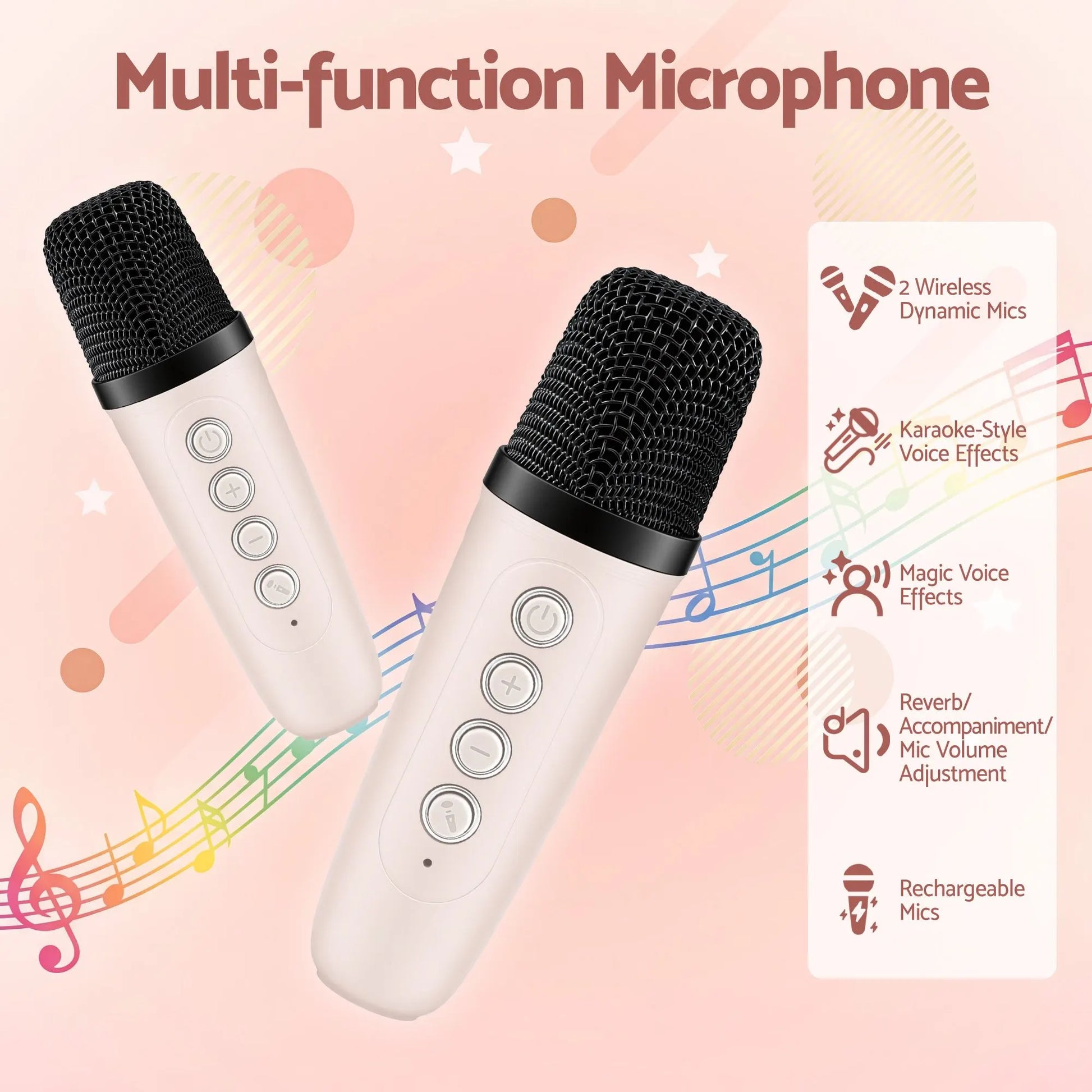 Alpha Mini Portable Karaoke Machine for Adults Kids with 2 Wireless Microphones - Image 5