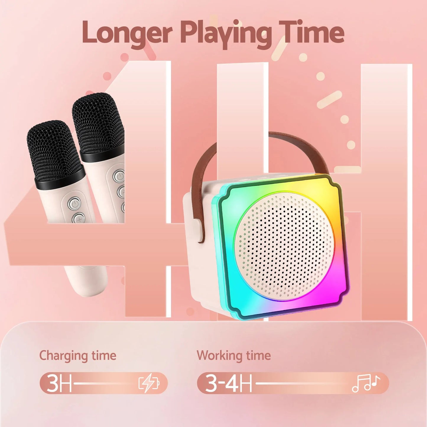 Alpha Mini Portable Karaoke Machine for Adults Kids with 2 Wireless Microphones - Image 7