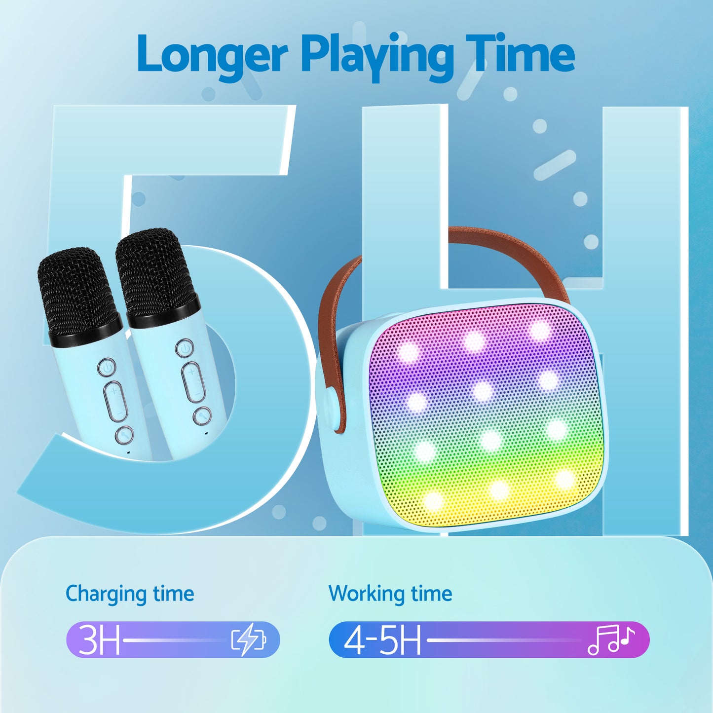 Alpha Mini Portable Karaoke Machine for Adults Kids with 2 Wireless Microphones - Image 7
