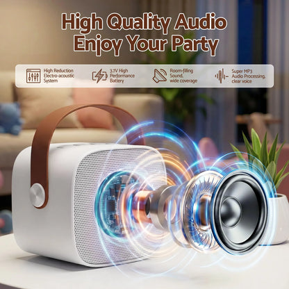 Alpha Mini Portable Karaoke Machine for Adults Kids with 2 Wireless Microphones - Image 4