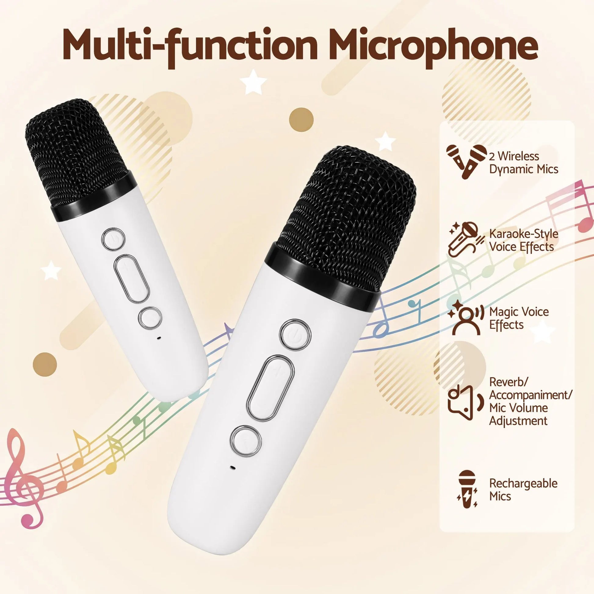 Alpha Mini Portable Karaoke Machine for Adults Kids with 2 Wireless Microphones - Image 5