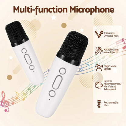 Alpha Mini Portable Karaoke Machine for Adults Kids with 2 Wireless Microphones - Image 5