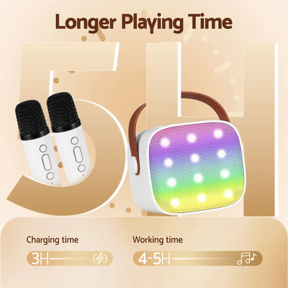 Alpha Mini Portable Karaoke Machine for Adults Kids with 2 Wireless Microphones - Image 7