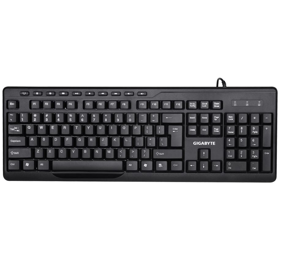 Gigabyte KM6300 USB Wired Keyboard  Mouse Combo multimedia controls 1000dpi Adjustable Portable slim receiver Stylish design comfort