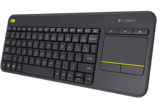 Logitech K400 Plus Wireless Keyboard with Touchpad  Entertainment Media Keys Tiny USB Unifying re...