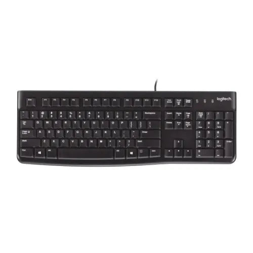 Logitech K120 Wired Keyboard Quiet typing Spill-resistant Durable keys Thin profile Curved space...