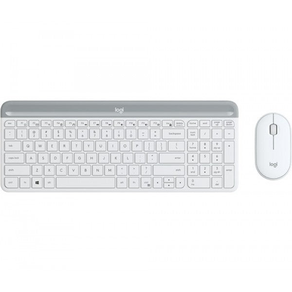 (LS)Logitech MK470 Slim Wireless Keyboard Mouse Combo Nano Receiver 1 Yr Warranty -White - Keyboards