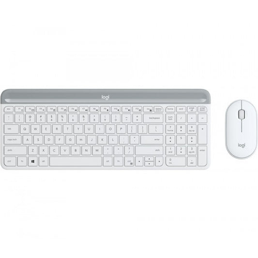 (LS)Logitech MK470 Slim Wireless Keyboard Mouse Combo Nano Receiver 1 Yr Warranty -White - Keyboards