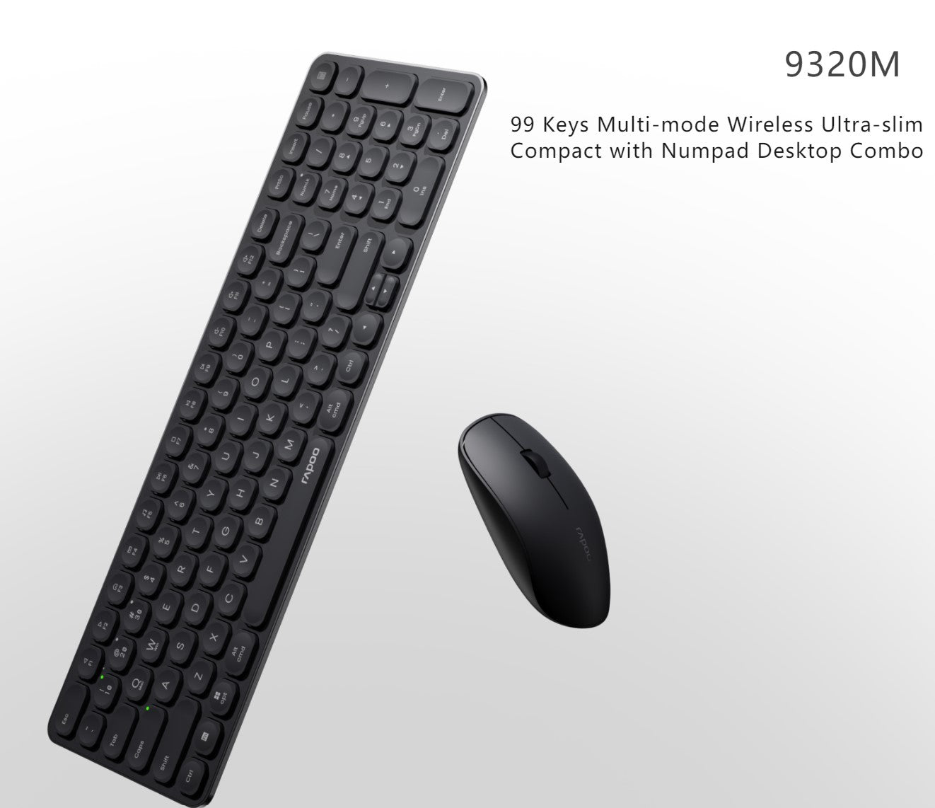 RAPOO 9320M Bluetooth 4.0, 5.0 + 2.4G  Wireless Multi-mode Keyboard Mouse Combo, Aluminium Base,...