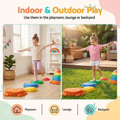 Keezi Kids Stepping Stones Balance Stone Set Crab Indoor Outdoor 5PCS - Image 7