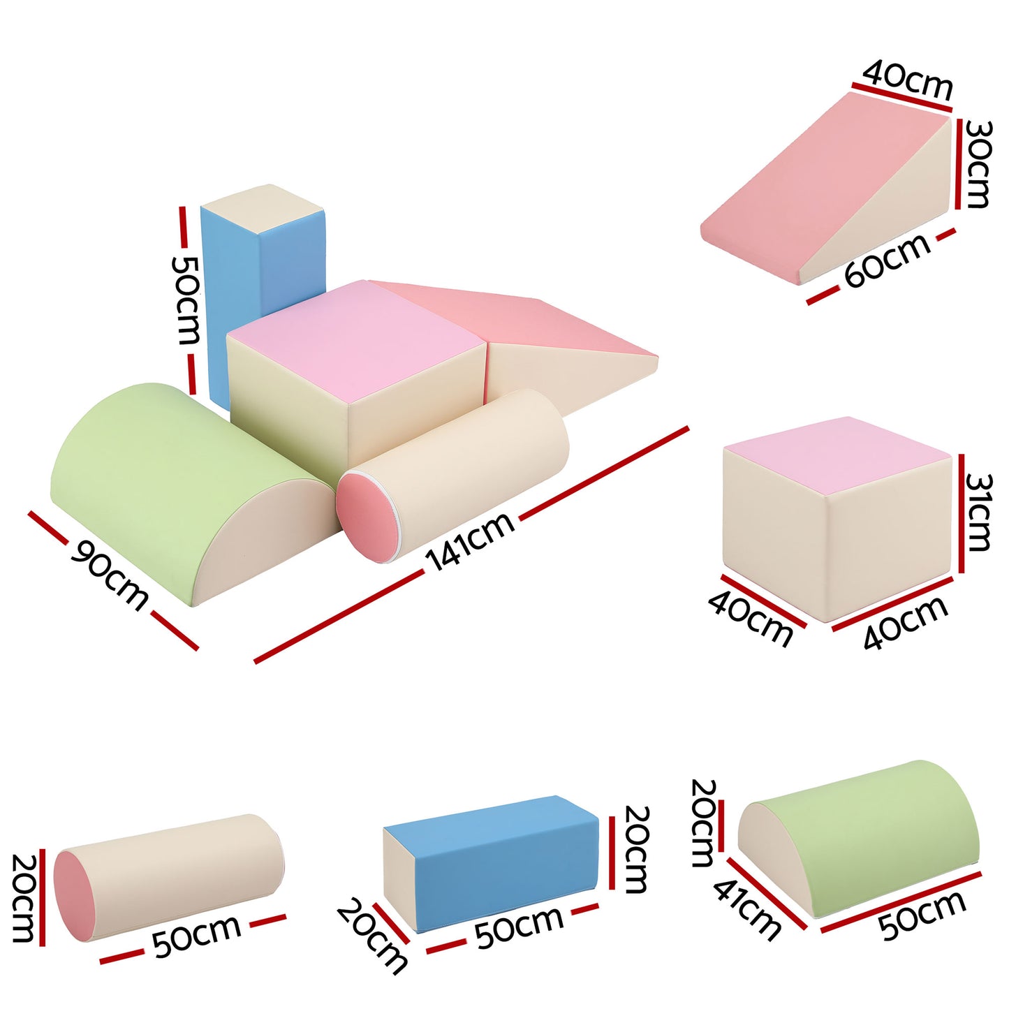 Keezi Kids Climbing Blocks 5-Piece Foam Toddler Playset Soft Indoor Climbing Toy Rocker  - Image 2