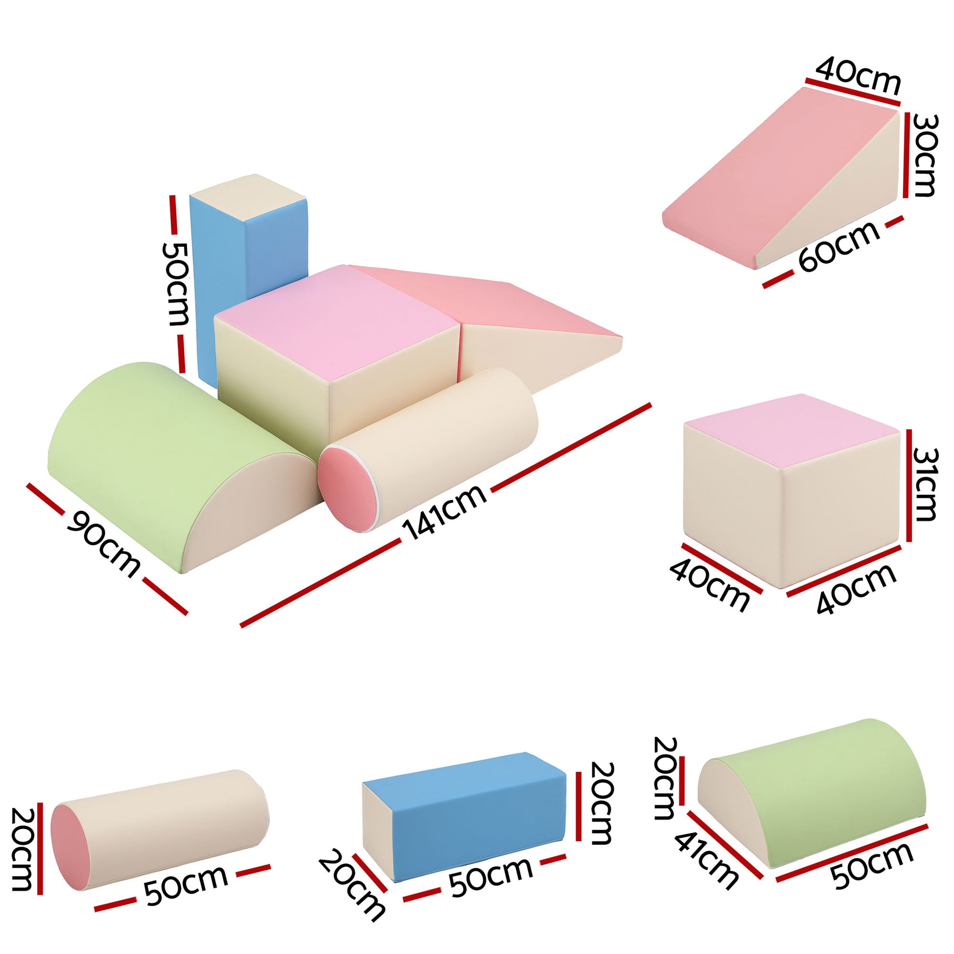 Keezi Kids Climbing Blocks 5-Piece Foam Toddler Playset Soft Indoor Climbing Toy Rocker  - Image 2