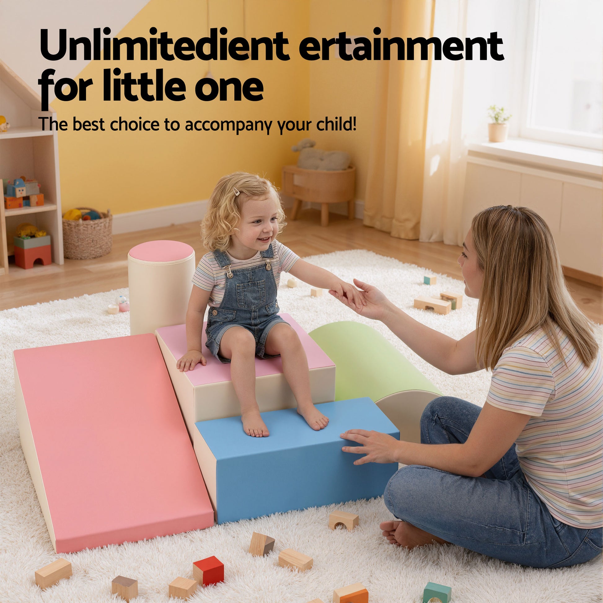 Keezi Kids Climbing Blocks 5-Piece Foam Toddler Playset Soft Indoor Climbing Toy Rocker  - Image 4