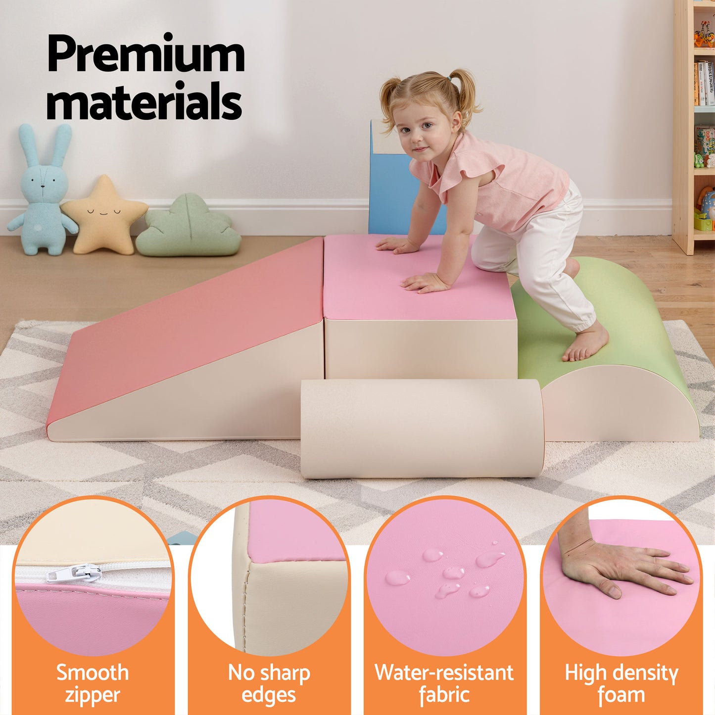 Keezi Kids Climbing Blocks 5-Piece Foam Toddler Playset Soft Indoor Climbing Toy Rocker  - Image 6