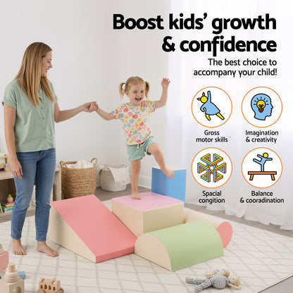 Keezi Kids Climbing Blocks 5-Piece Foam Toddler Playset Soft Indoor Climbing Toy Rocker  - Image 7