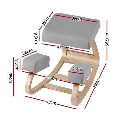 Artiss Kneeling Chair Ergonomic Posture Chair with Memory Foam Balance Stool for Home Office Gaming 120kg Weight Capacity Gray - Image 2
