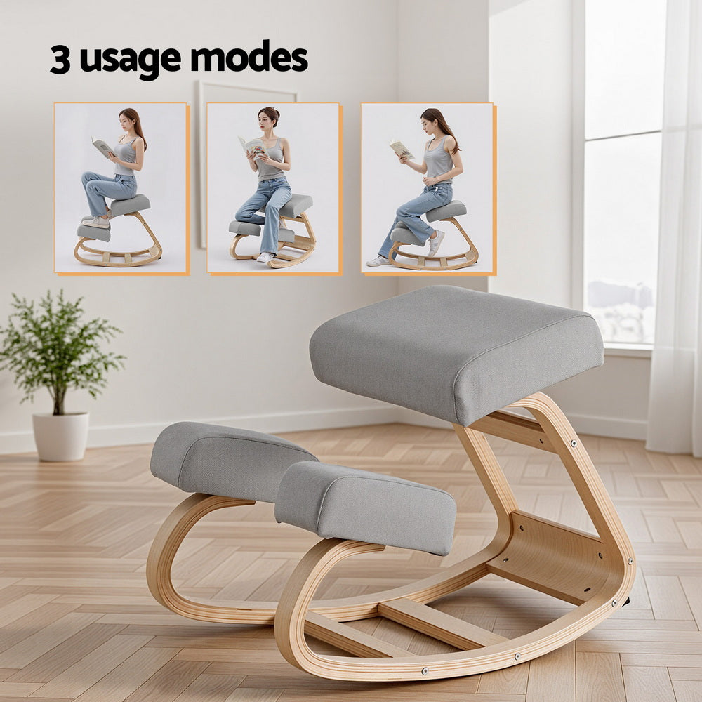 Artiss Kneeling Chair Ergonomic Posture Chair with Memory Foam Balance Stool for Home Office Gaming 120kg Weight Capacity Gray - Image 5