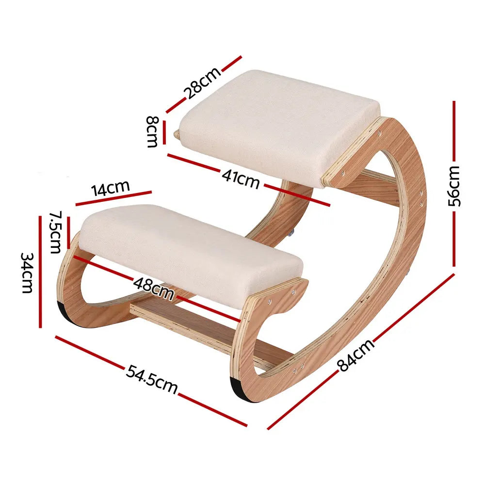 Artiss Kneeling Chair Ergonomic Posture Chair with Memory Foam Balance Stool for Home Office Gaming 120kg Weight Capacity Beige - Image 2