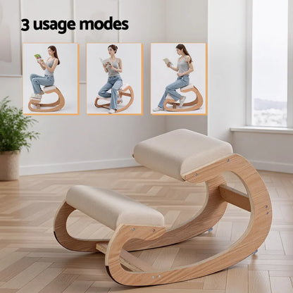 Artiss Kneeling Chair Ergonomic Posture Chair with Memory Foam Balance Stool for Home Office Gaming 120kg Weight Capacity Beige - Image 5
