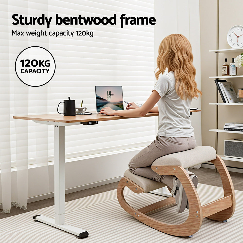 Artiss Kneeling Chair Ergonomic Posture Chair with Memory Foam Balance Stool for Home Office Gaming 120kg Weight Capacity Beige - Image 6