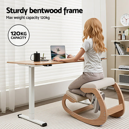 Artiss Kneeling Chair Ergonomic Posture Chair with Memory Foam Balance Stool for Home Office Gaming 120kg Weight Capacity Beige - Image 6