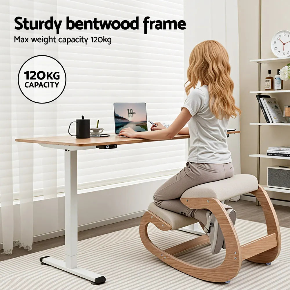 Artiss Kneeling Chair Ergonomic Posture Chair with Memory Foam Balance Stool for Home Office Gaming 120kg Weight Capacity Beige - Image 6