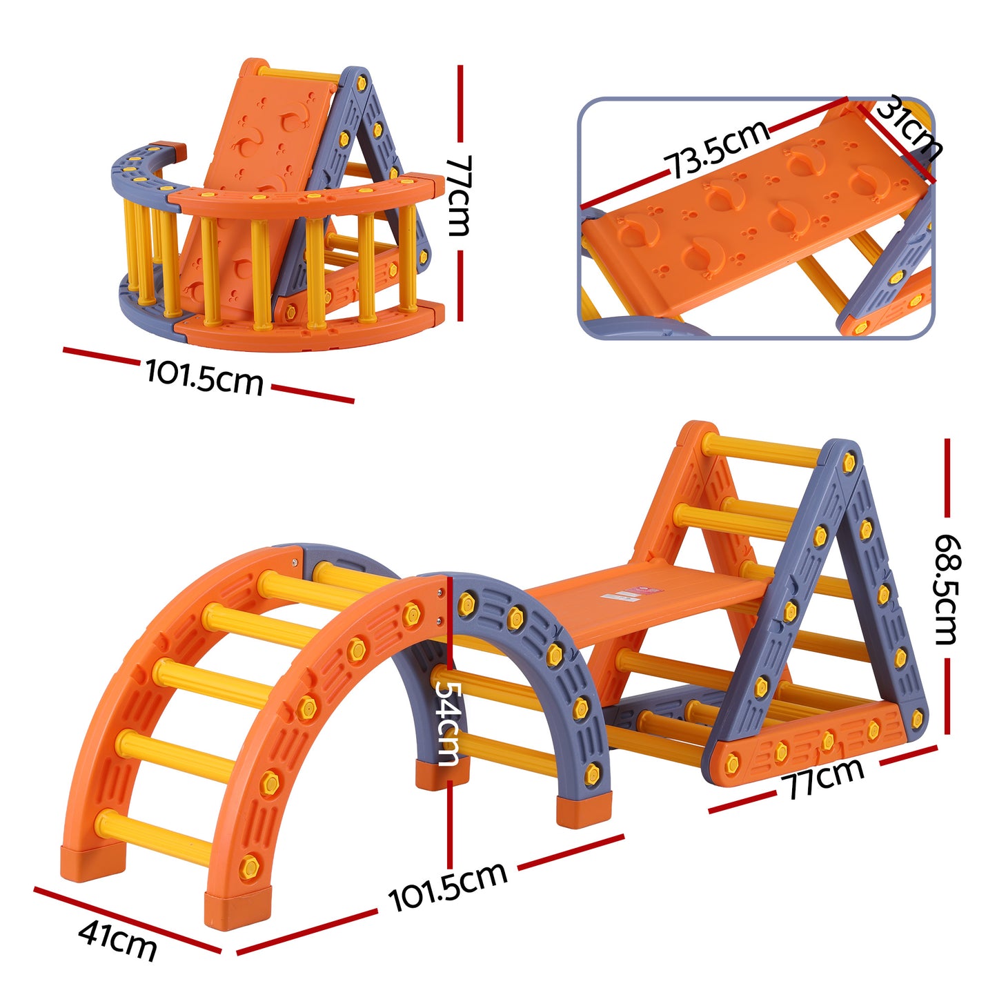 Keezi Kids Climbing Frame Set With Slide Indoor Outdoor Toddler Toys Pikler Triangle Climber With Arch - Image 3