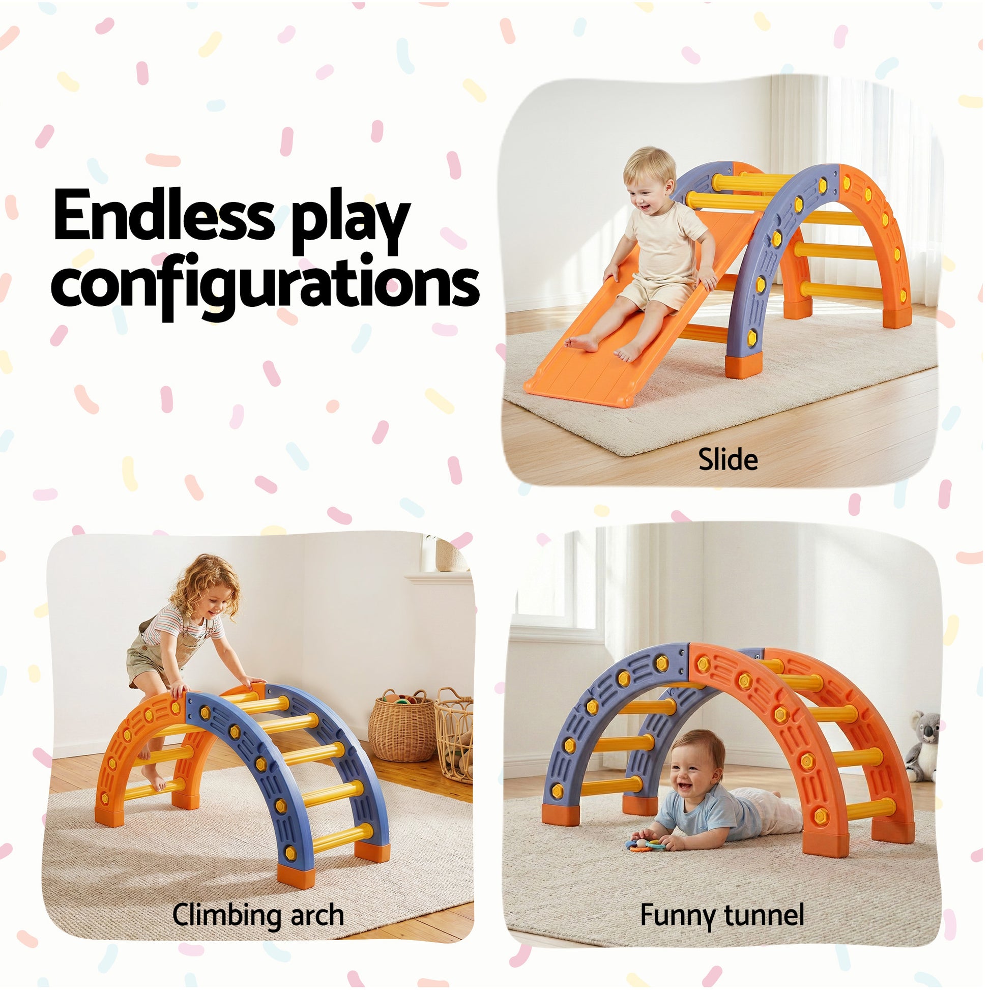 Keezi Kids Climbing Frame Set With Slide Indoor Outdoor Toddler Toys Pikler Arch Climber - Image 4